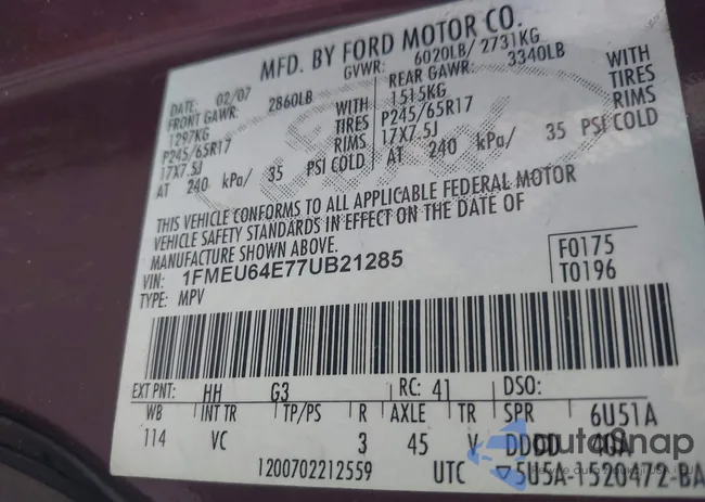 1FMEU64E77UB21285: 44002875
