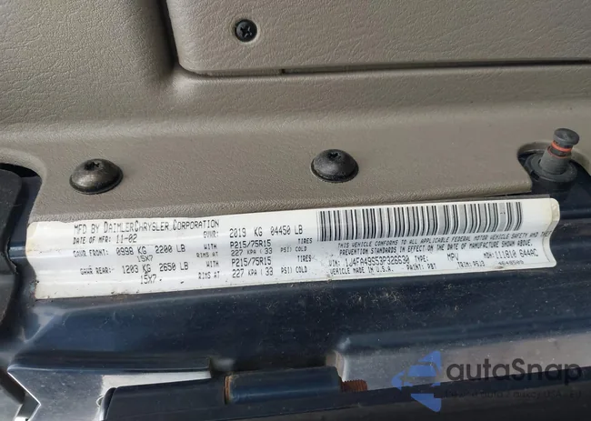 1J4FA49S53P326630: 44002891