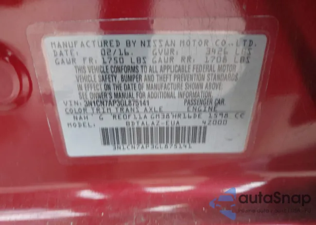 3N1CN7AP3GL875141: 44002897