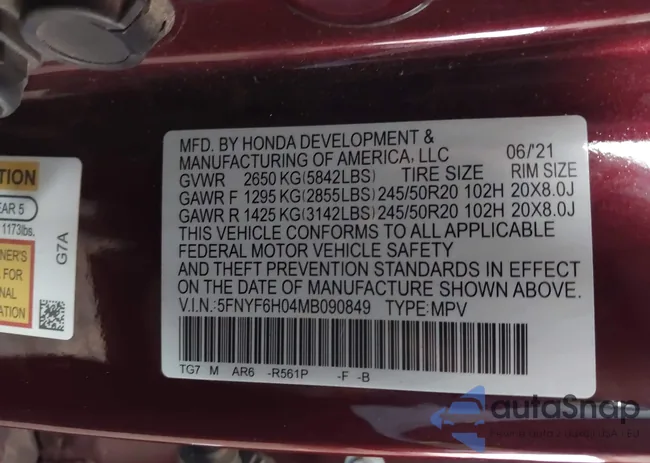 5FNYF6H04MB090849: 44002928