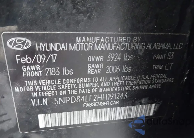 5NPD84LF2HH191243: 44002963