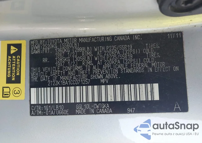 2T2ZK1BA1CC071257: 44003063