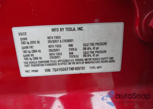 7SAYGDEF7NF409191: 44003145