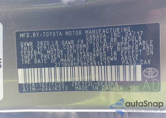 2T1BURHE9HC891411: 44003232