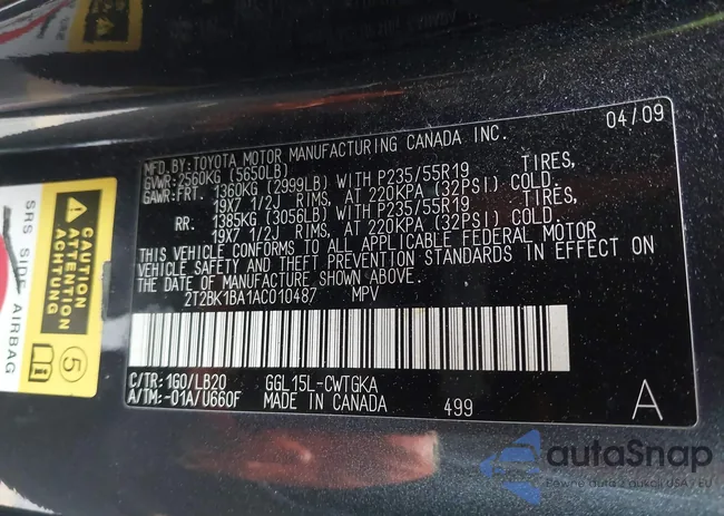 2T2BK1BA1AC010487: 44003244