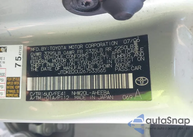 JTDKB20U267533565: 44002536