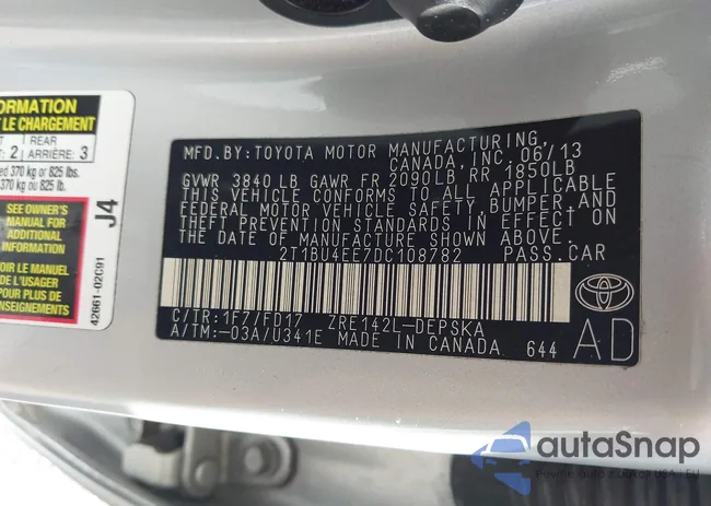 2T1BU4EE7DC108782: 44002649