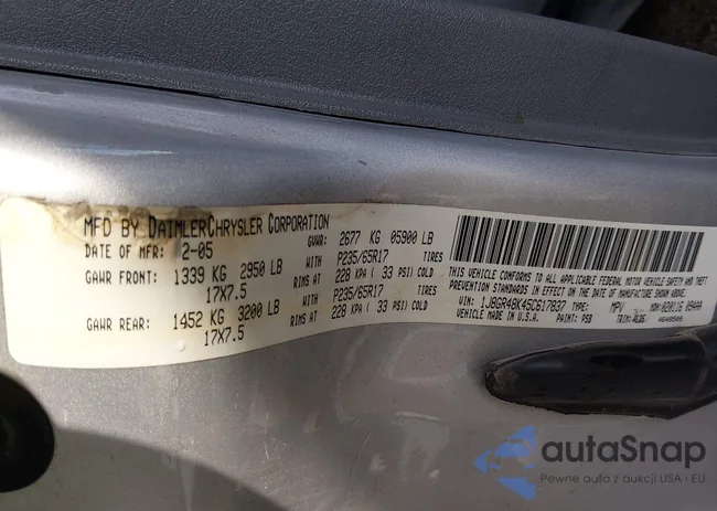 1J8GR48K45C617837: 44002652