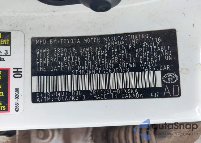 2T1BURHE6GC605058: 44003700