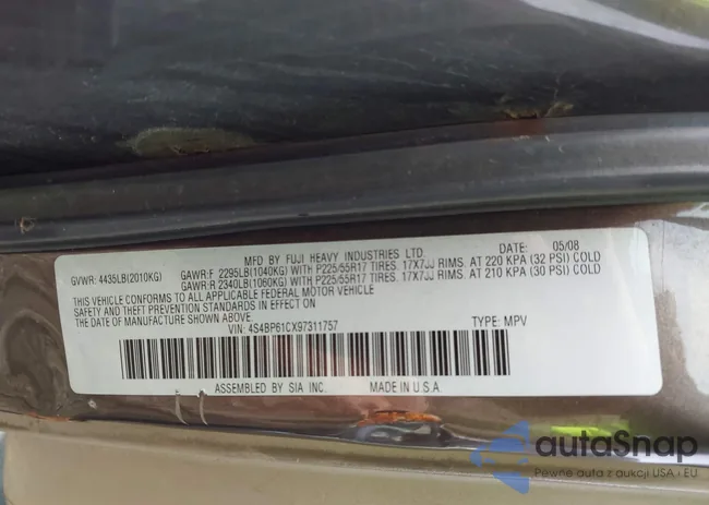 4S4BP61CX97311757: 44003721