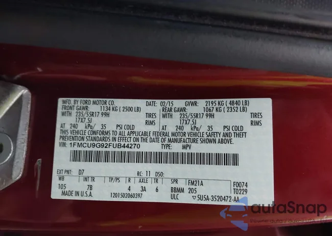 1FMCU9G92FUB44270: 44003770