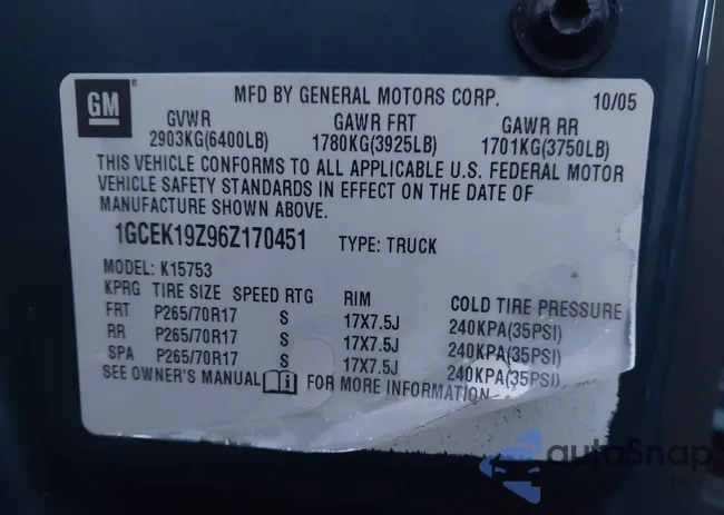 1GCEK19Z96Z170451: 44003870