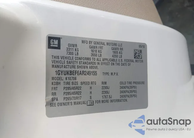 1GYUKBEF6AR249155: 44003983