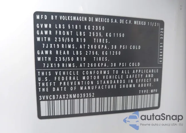 3VVCB7AX2NM039352: 44004003