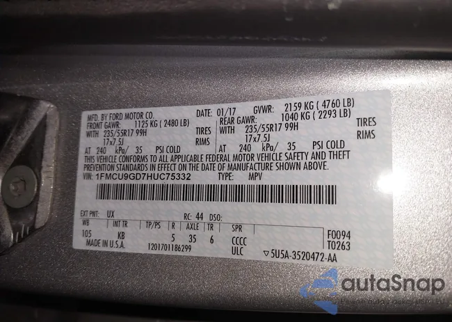 1FMCU9GD7HUC75332: 44004066