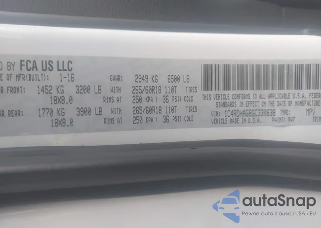 1C4RDHAG8GC330838: 44004091