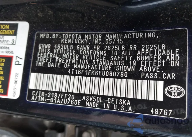 4T1BF1FK6FU080780: 44004151