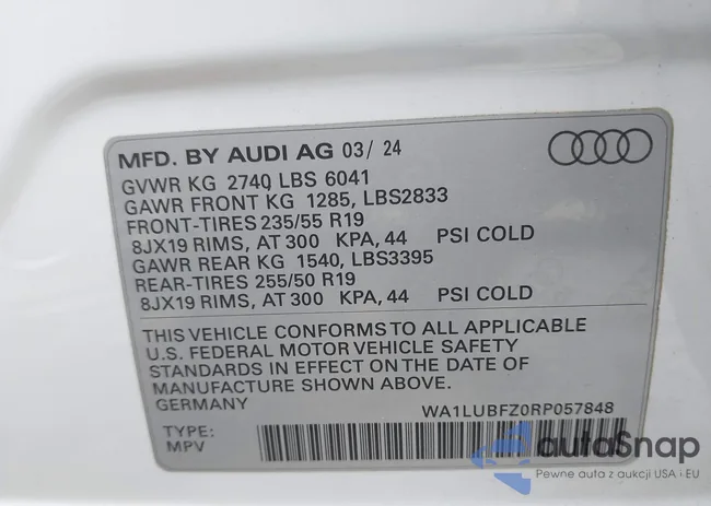 WA1LUBFZ0RP057848: 44003258