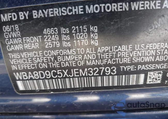 WBA8D9C5XJEM32793: 44003259