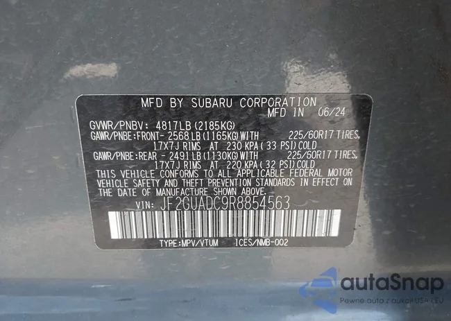 JF2GUADC9R8854563: 44003260