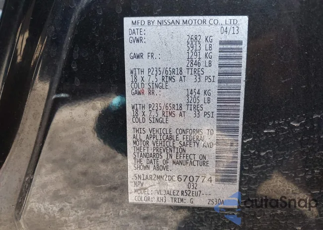 5N1AR2MN2DC670774: 44003330