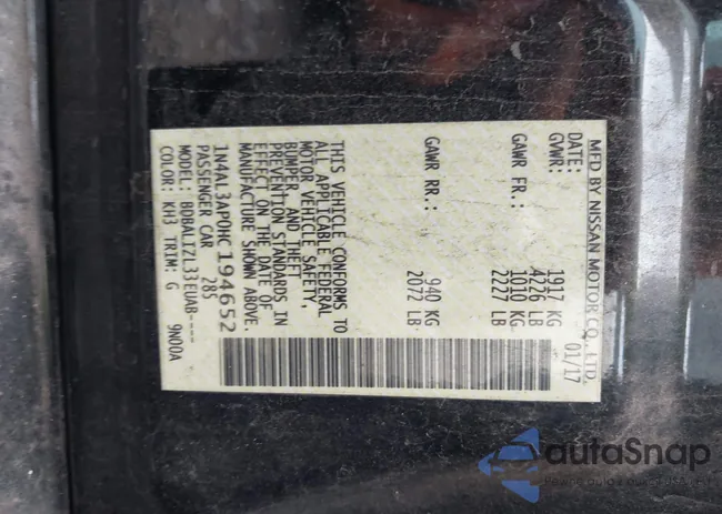 1N4AL3AP0HC194652: 44003334