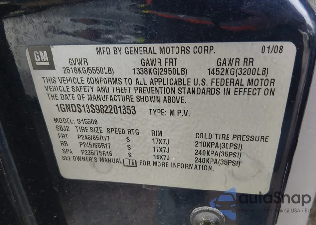 1GNDS13S982201353: 44003510