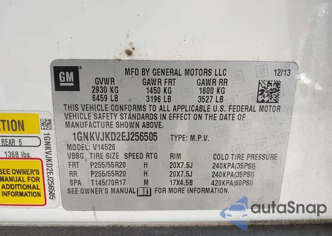 1GNKVJKD2EJ256505: 44003533