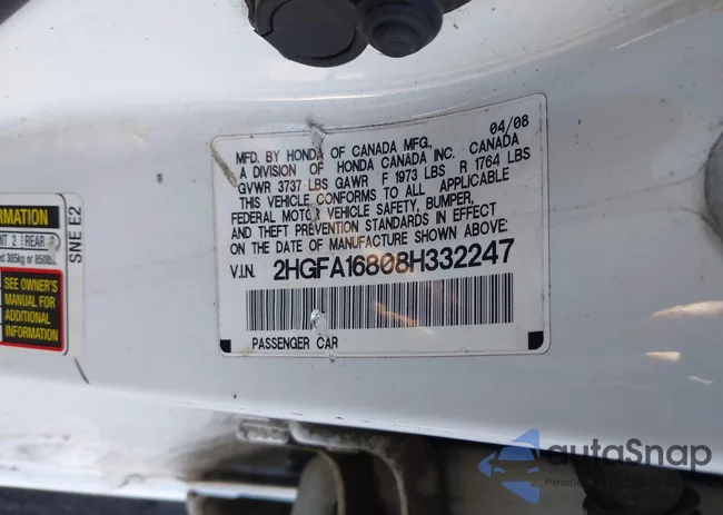 2HGFA16808H332247: 44003549