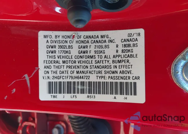 2HGFC1F79JH644722: 44004658