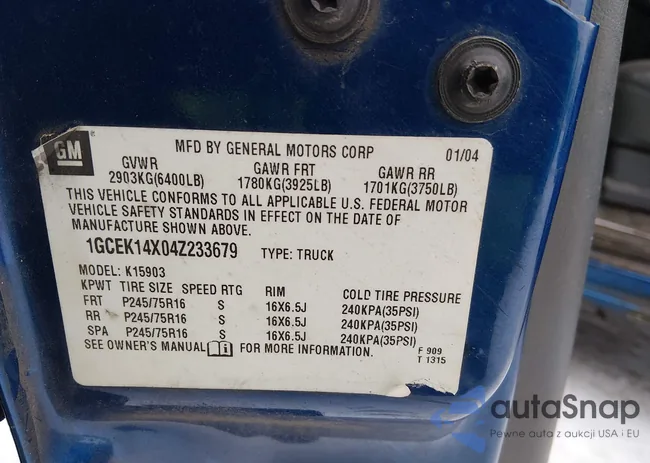 1GCEK14X04Z233679: 44004710