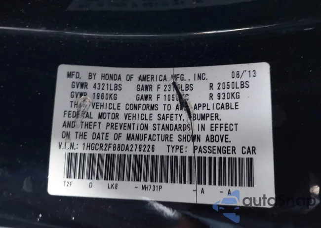 1HGCR2F88DA279226: 44004720