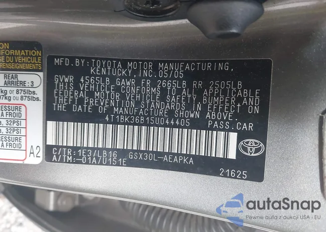 4T1BK36B15U044405: 44004845