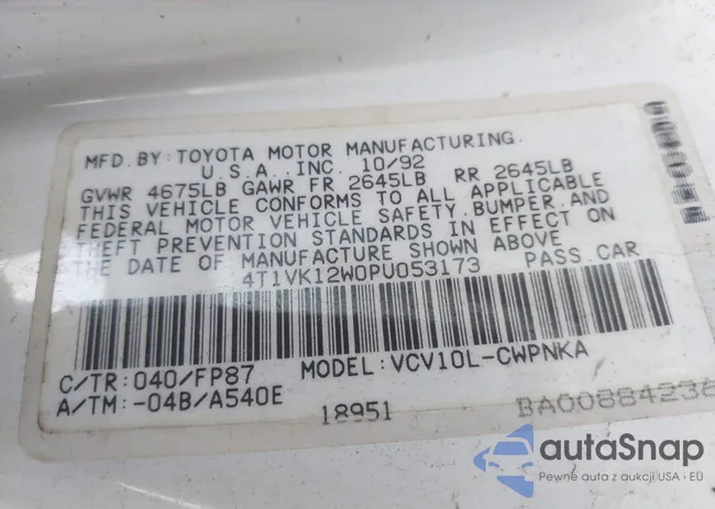 4T1VK12W0PU053173: 44004861