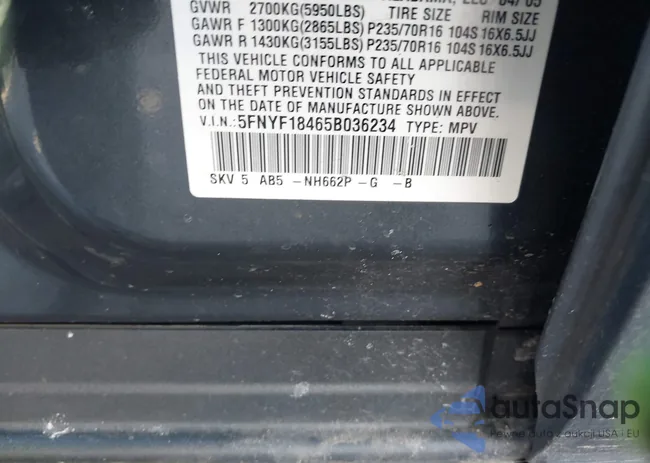 5FNYF18465B036234: 44004874