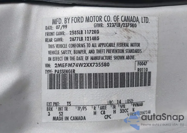 2MEFM74W2XX735580: 44004926