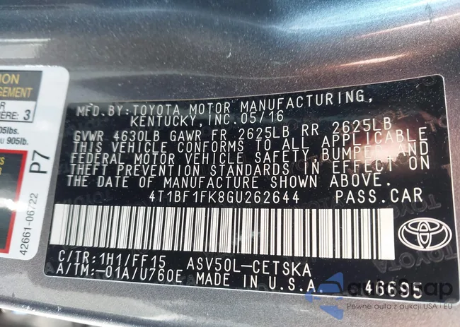 4T1BF1FK8GU262644: 44004945