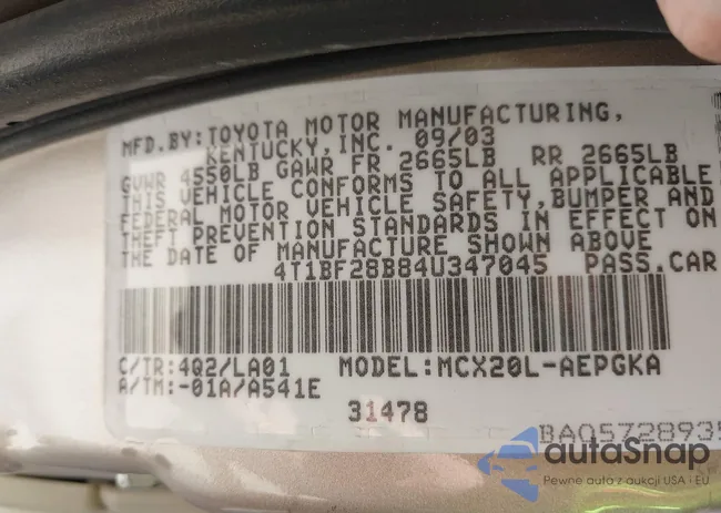 4T1BF28B84U347045: 44005082