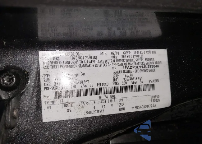 1FADP3L91JL283040: 44004336