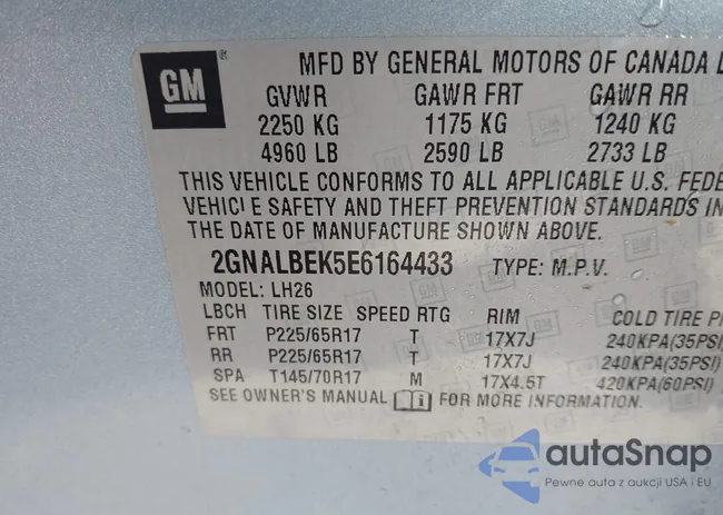 2GNALBEK5E6164433: 44004369