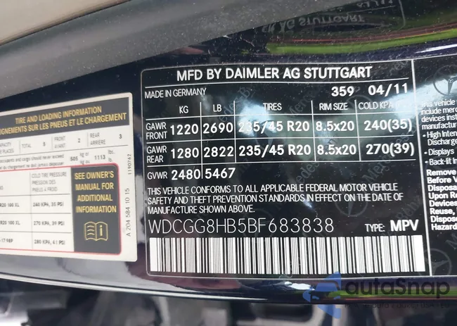 WDCGG8HB5BF683838: 44004579