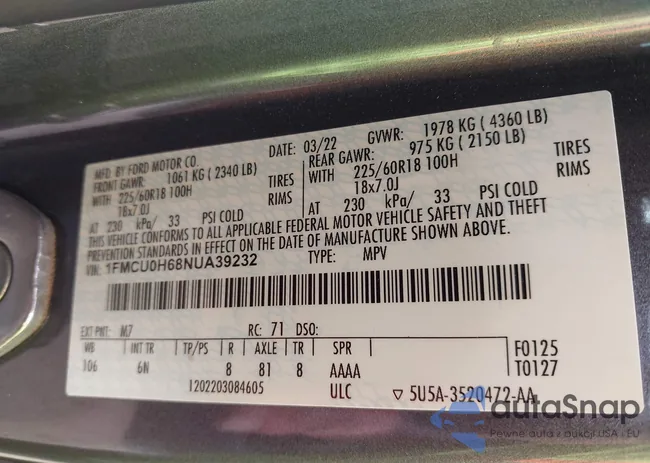 1FMCU0H68NUA39232: 44004628