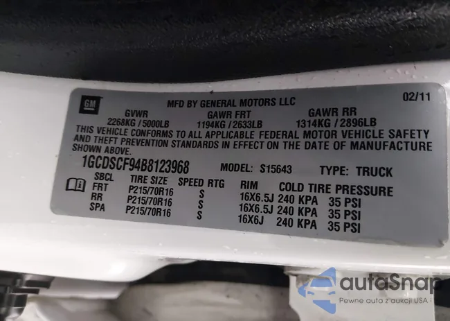 1GCDSCF94B8123968: 44004631