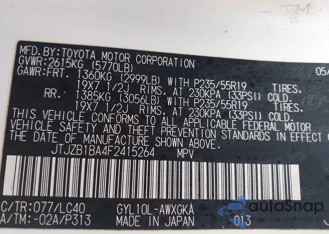 JTJZB1BA4F2415264: 44005702