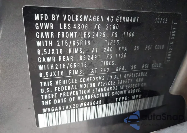 WVGAV7AX2DW549045: 44005865