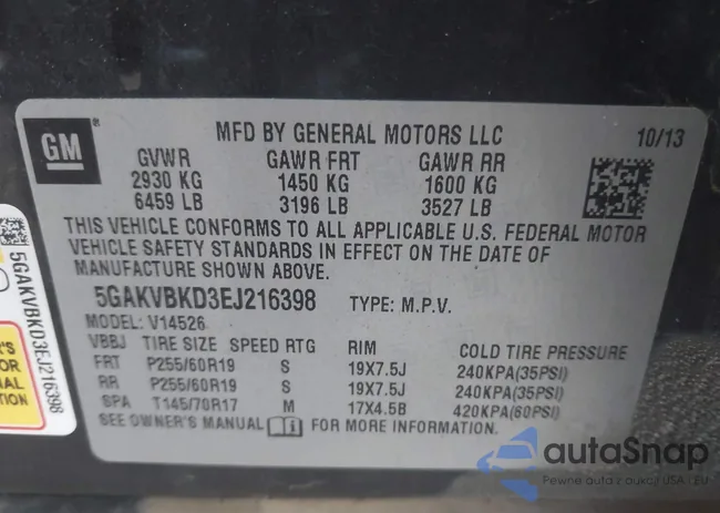 5GAKVBKD3EJ216398: 44005918