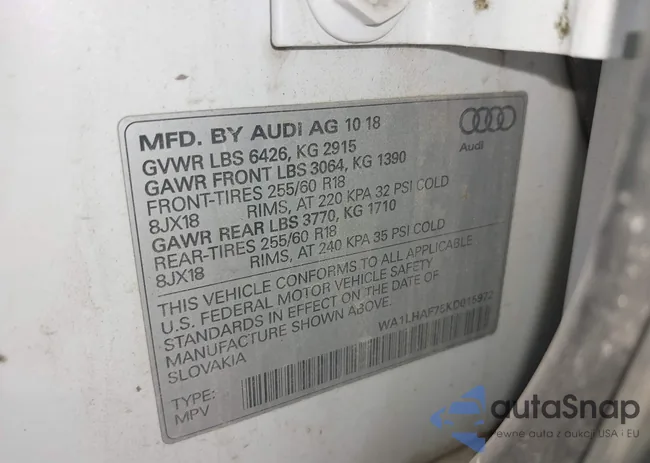 WA1LHAF75KD015972: 44005956