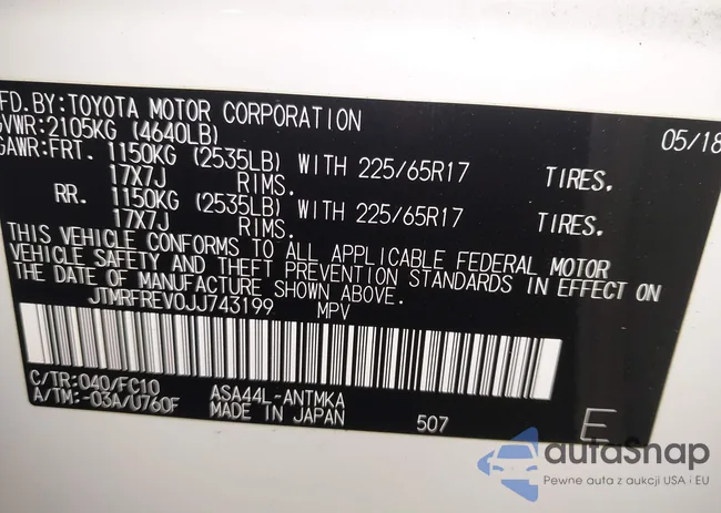 JTMRFREV0JJ743199: 44005960