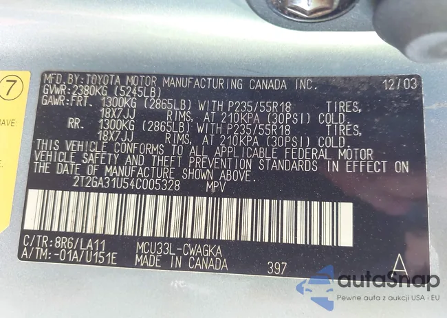 2T2GA31U54C005328: 44005994