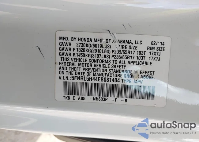 5FNRL5H44EB081404: 44006036